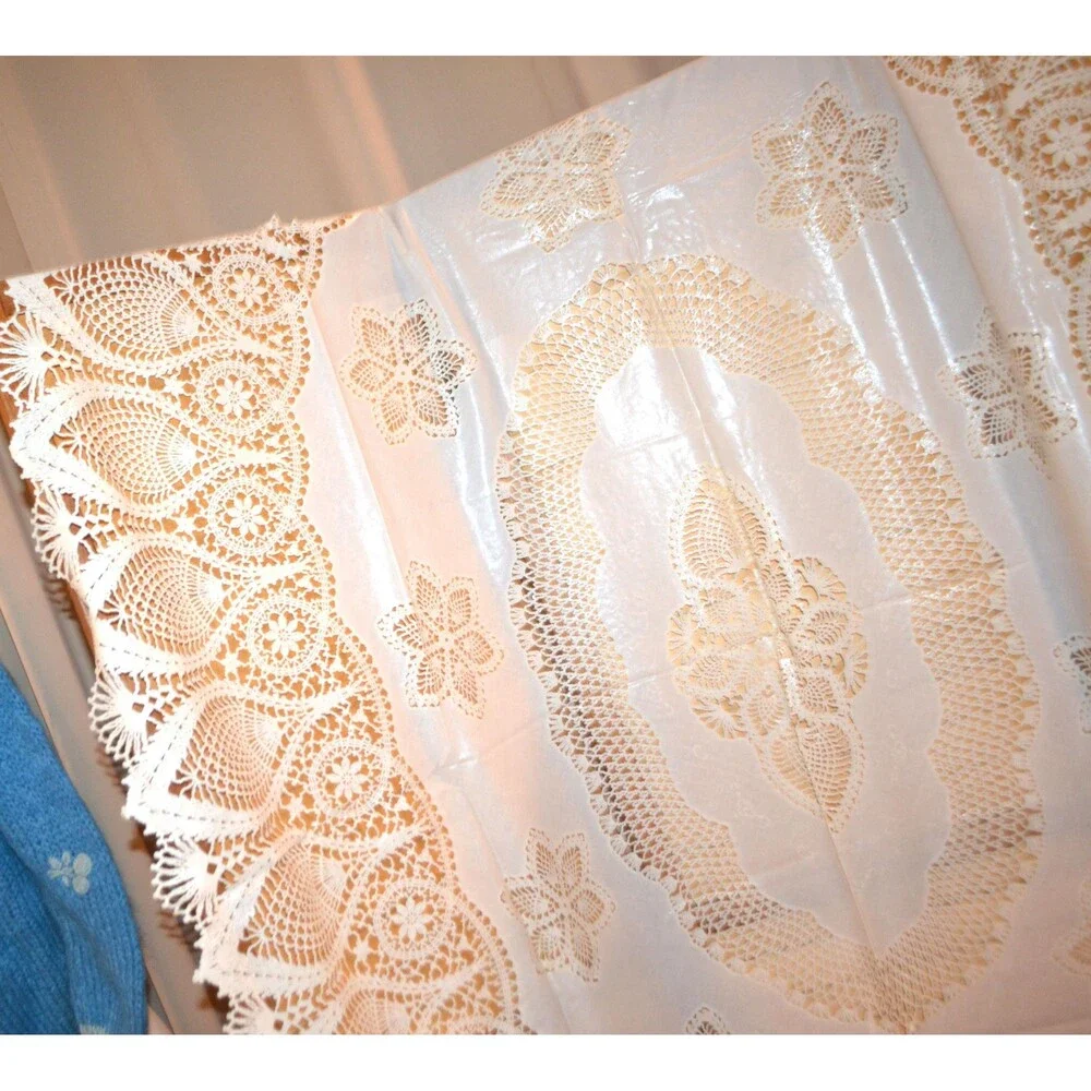 Vintage Tablecloth Vinyl Crochet New in Package 1970s